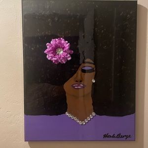 Canvas painting with resin finish